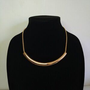 Charter Club Gold Tone Statement Necklace Sleek Modern Classic Career Workwear
